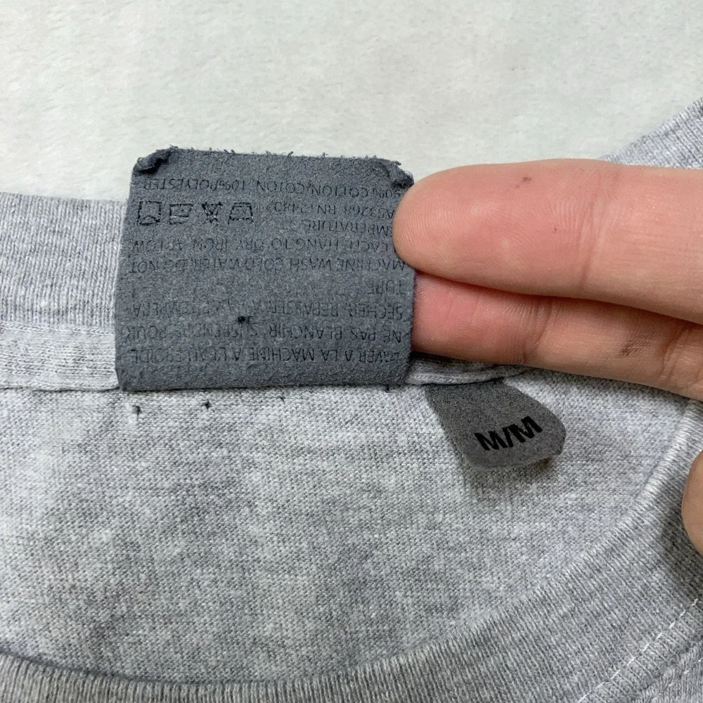 Naked & Famous T-Shirt Men M Gray Cotton Tee Pocket Circular Knit Made in Canada